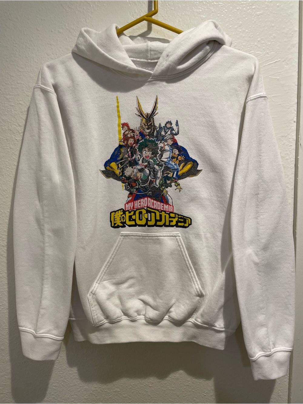⚡ My Hero Academia Graphic Hoodie White Anime Fleece Sweatshirt Unisex Size S 💥
